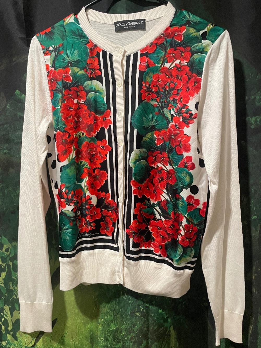 Silk Dolce & Gabbana Polka Dot Floral Cardigan  - Size 6